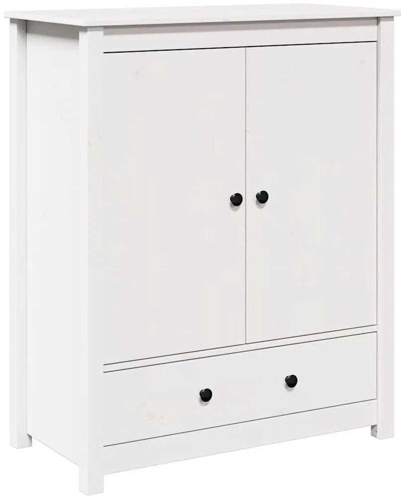 823515 vidaXL Висок шкаф, бял, 83x41,5x100 см, бор масив