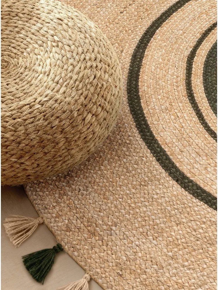 Двустранен/ръчно изработен ютен кръгъл килим в естествен цвят ø 150 cm Basil – Hanse Home