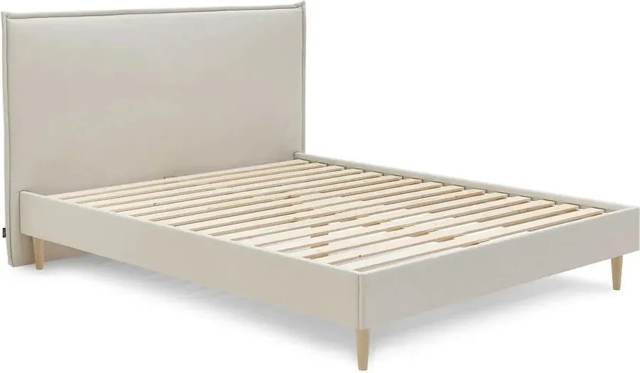 Бежово тапицирано двойно легло с решетка 160x200 cm Sary - Bobochic Paris