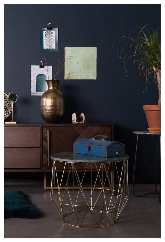 Масичка за кафе с мраморен плот , ⌀ 51 cm Boss - Dutchbone