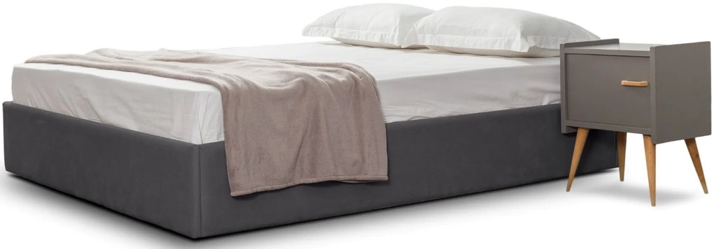 Тапицирано легло Earth-Anthracite-160 x 200-Елова дървесина