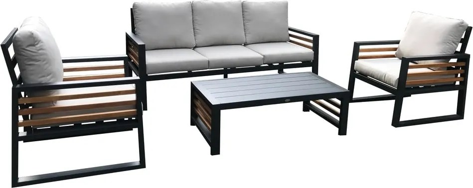 Сив алуминиев градински комплект за отдих за 5 души Colmar – Rojaplast