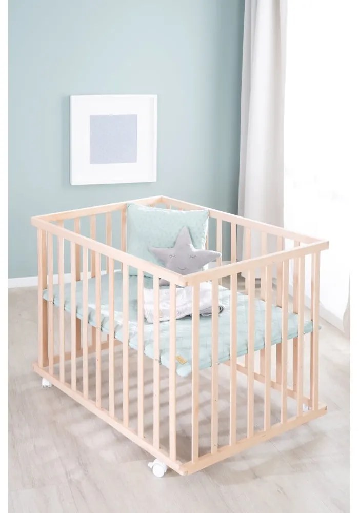 Кошара за игра с регулируема височина/на колелца 75x100 cm в естествен цвят Style – Roba