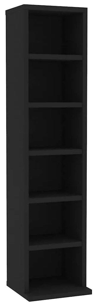 800352 vidaXL Етажерка за компактдискове, черна, 21x20x88 см, инженерно дърво
