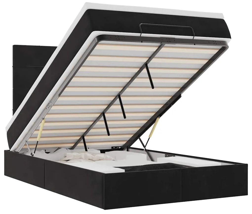 3314308 vidaXL Османска легло с матраци и LED, черно, 120x190 см, кадифе