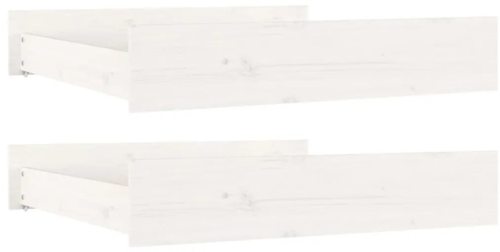 814975 vidaXL Чекмеджета за легло, 2 бр, бели, бор масив