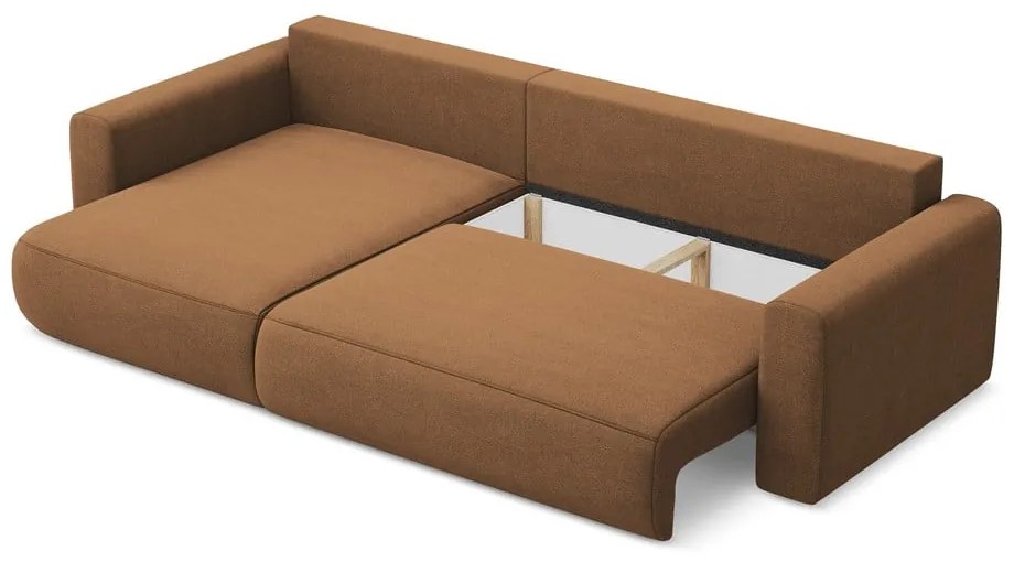 Теракотен разтегателен ъглов диван с място за съхранение (ляв ъгъл) Kapua – Makamii