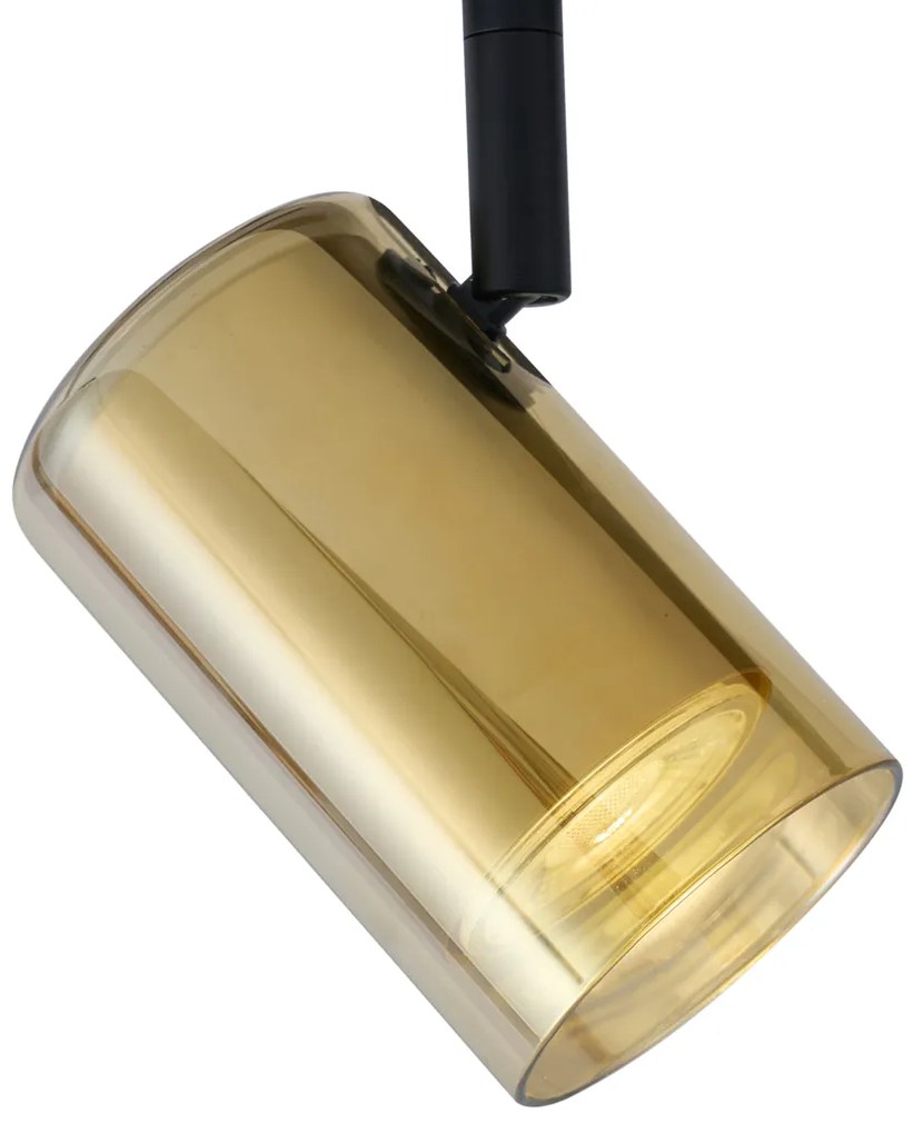 Модерен прожектор златен с кехлибарено стъкло за релсова осветителна система 1-фазна - Iconic Lloyd