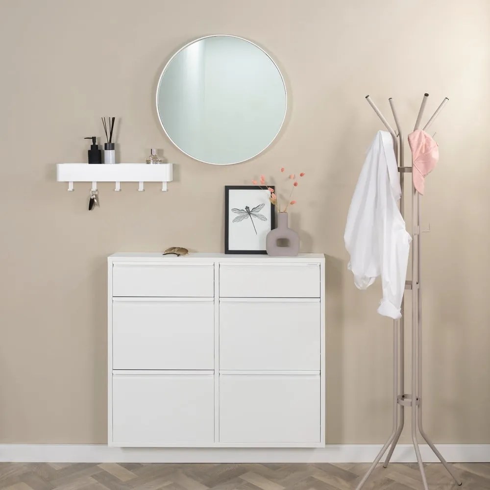 Бяла метална накланяща се стойка за обувки 98x86x15 cm Billy – Spinder Design