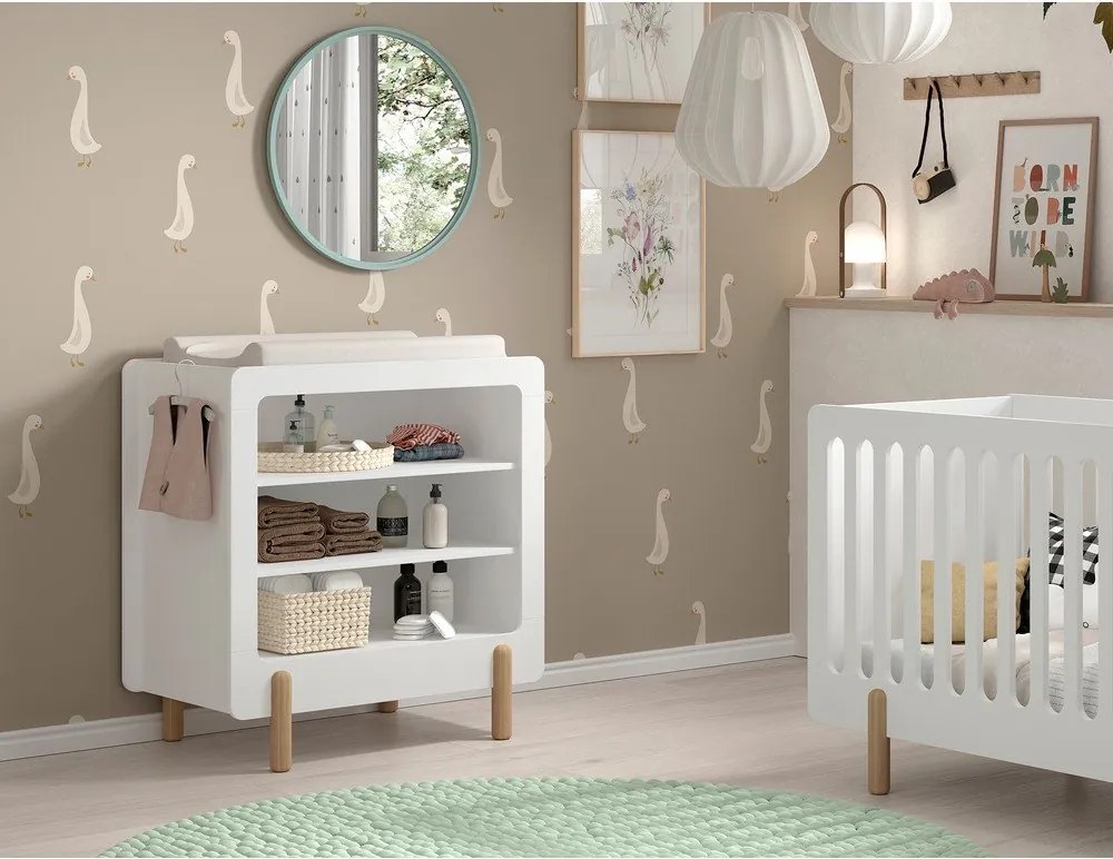 Бял детски скрин с маса за преповиване 88x95x57 cm Smile – Vipack