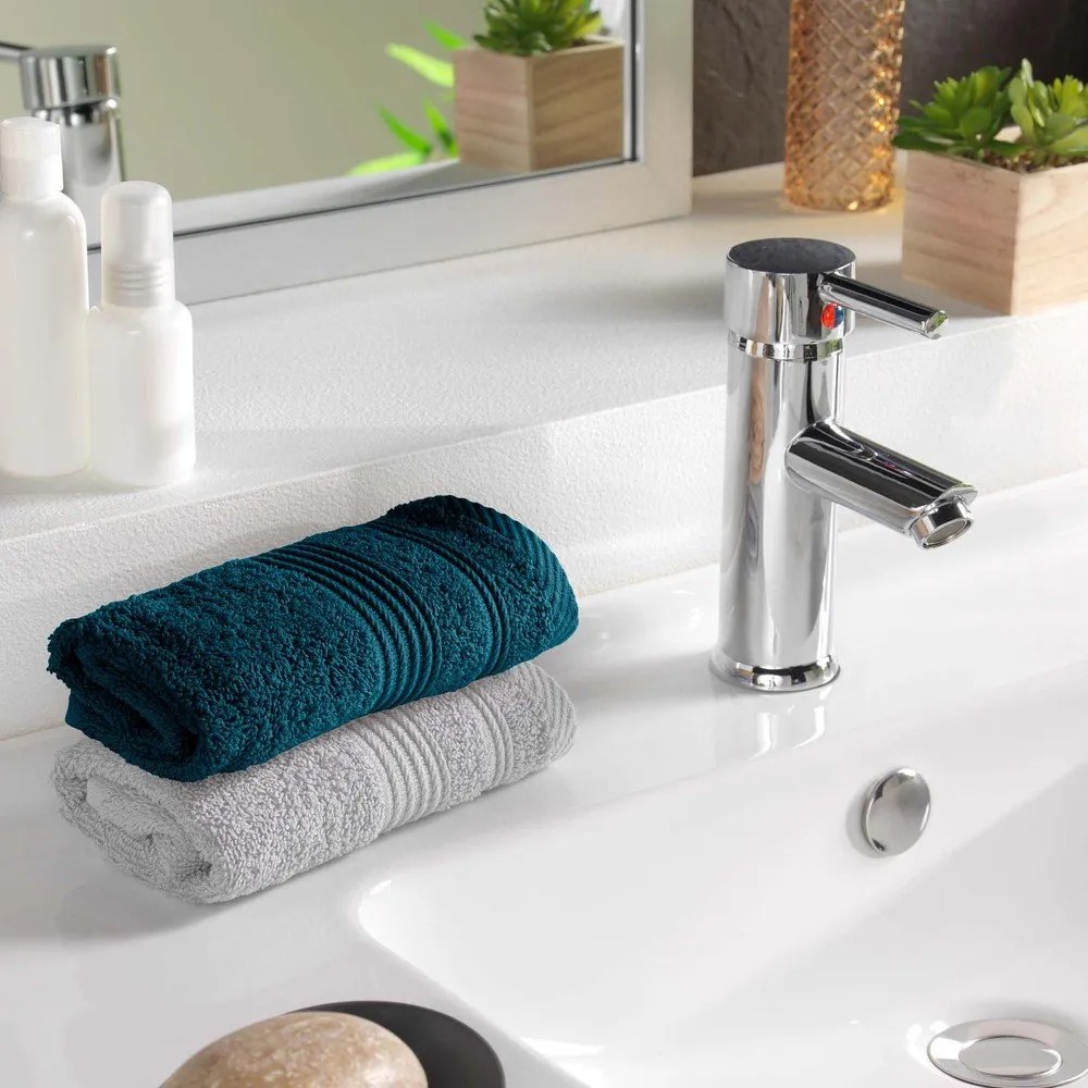 Тъмносиня памучна кърпа от тери 30x50 cm Tendresse – douceur d'intérieur