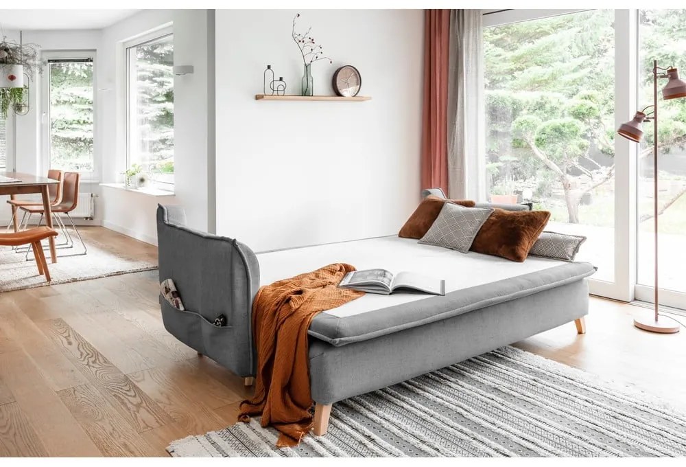 Сив разтегателен диван 225 cm Charming Charlie – Miuform