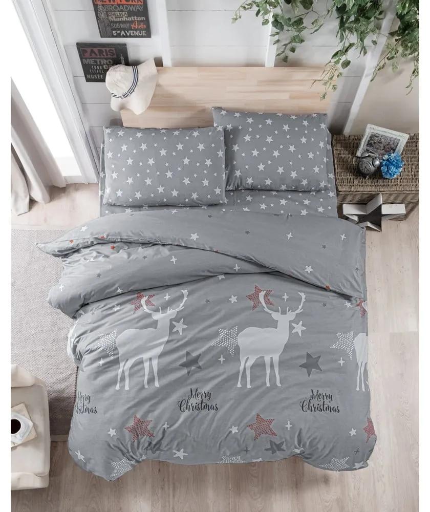 Сиво памучно спално бельо за единично легло 140x200 cm Merry - Mijolnir