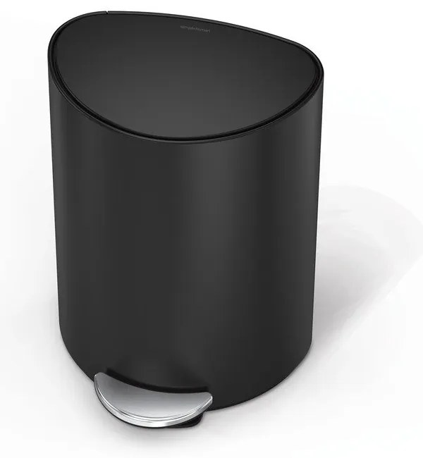 Матово черно метално кошче за боклук с педал 6 l – simplehuman