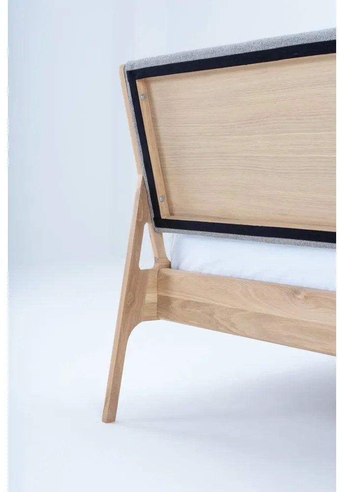 Тапицирано двойно легло от дъб в сив/естествен цвят 180x200 cm Fawn - Gazzda