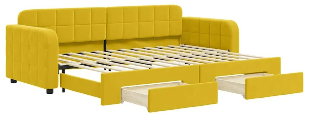 3196975 vidaXL Канапе с изтеглящо легло и чекмеджета жълто 80x200 см кадифе