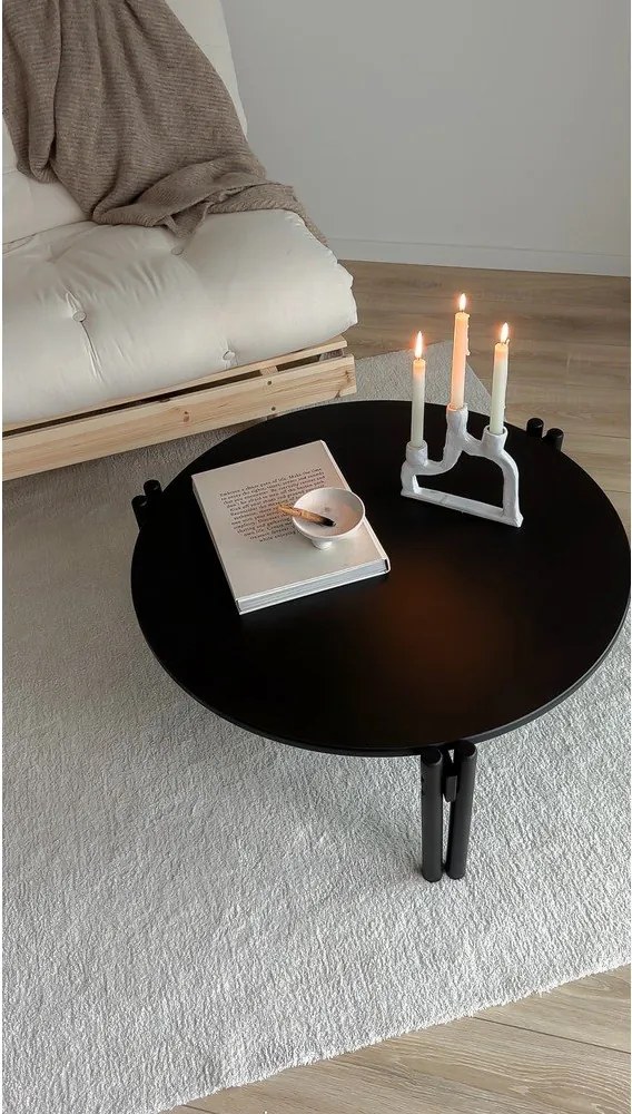 Черна кръгла масичка за кафе от масивен бор ø 80 cm Sticks – Karup Design