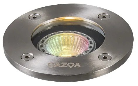 Интелигентно подово петно от неръждаема стомана, вкл. WiFi GU10 IP65 - Basic Round