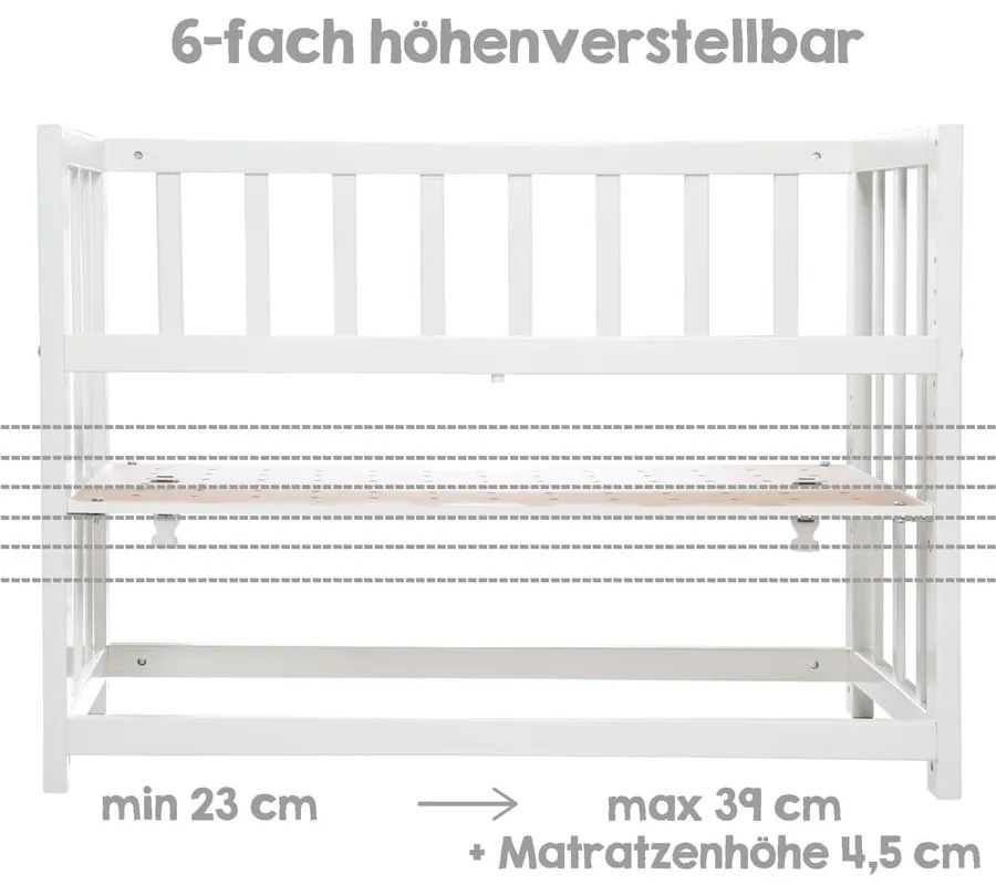 Бяла люлка с регулируема височина/за съвместно спане 90x45 cm Woodland Buddies – Roba