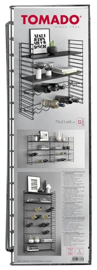 Стенен рафт със стойка за бутилки Libro - Metaltex