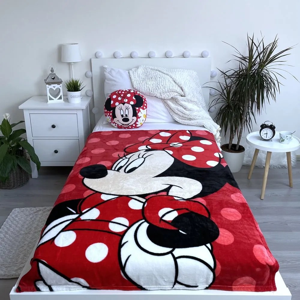 Червено детско одеяло от микроплюш 100x150 cm Minnie - Jerry Fabrics