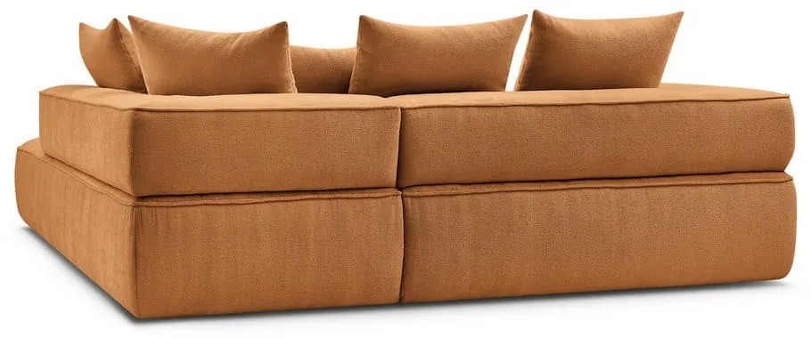 Шенилов ъглов диван в цвят горчица (десен ъгъл/L форма) Whesley – Bobochic Paris