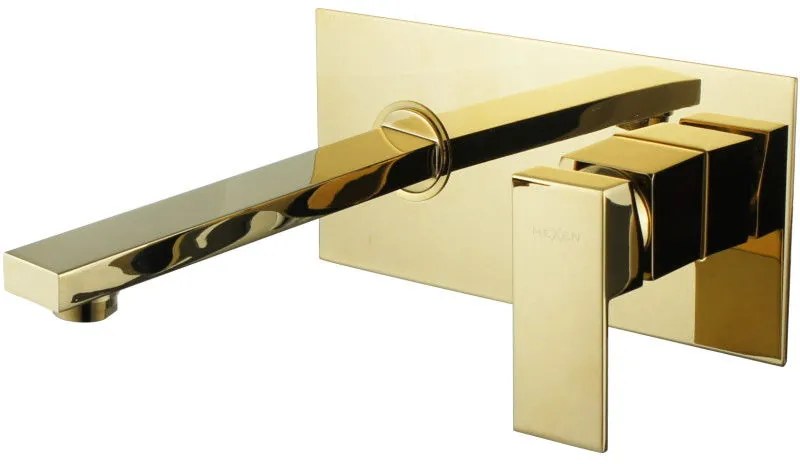 Mexen Cube смесител за мивка за вграждане, златен - 73115-50