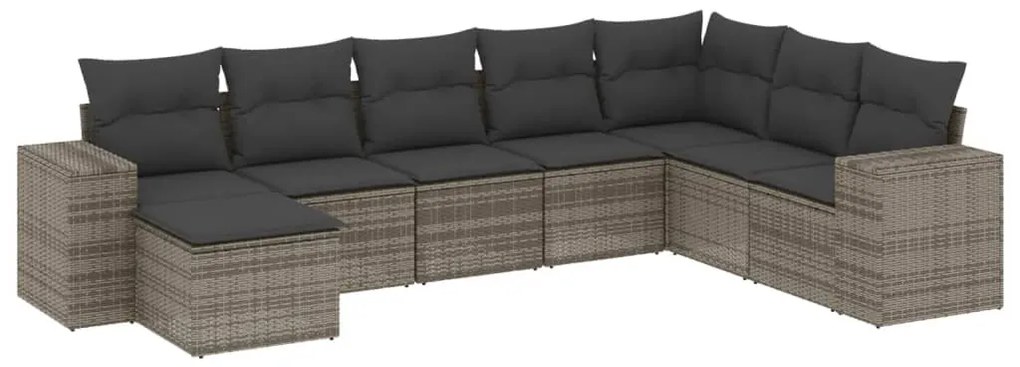 3255297 vidaXL Градински комплект диван с възглавници 8 части сив полиратан