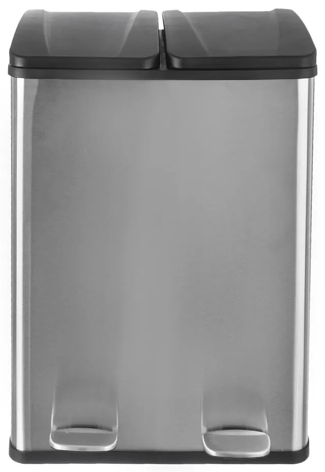 Кошче за боклук за рециклиране с педал от неръждаема стомана в лъскаво сребриато 2x30 l Duo – Orion