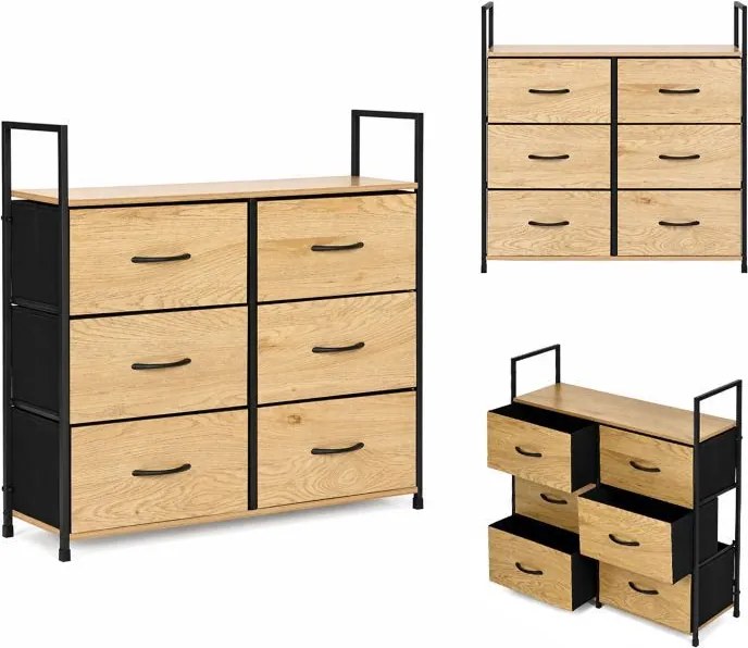 Комод с 6 текстилни чекмеджета и метална конструкция 87 x 80 x 24 см