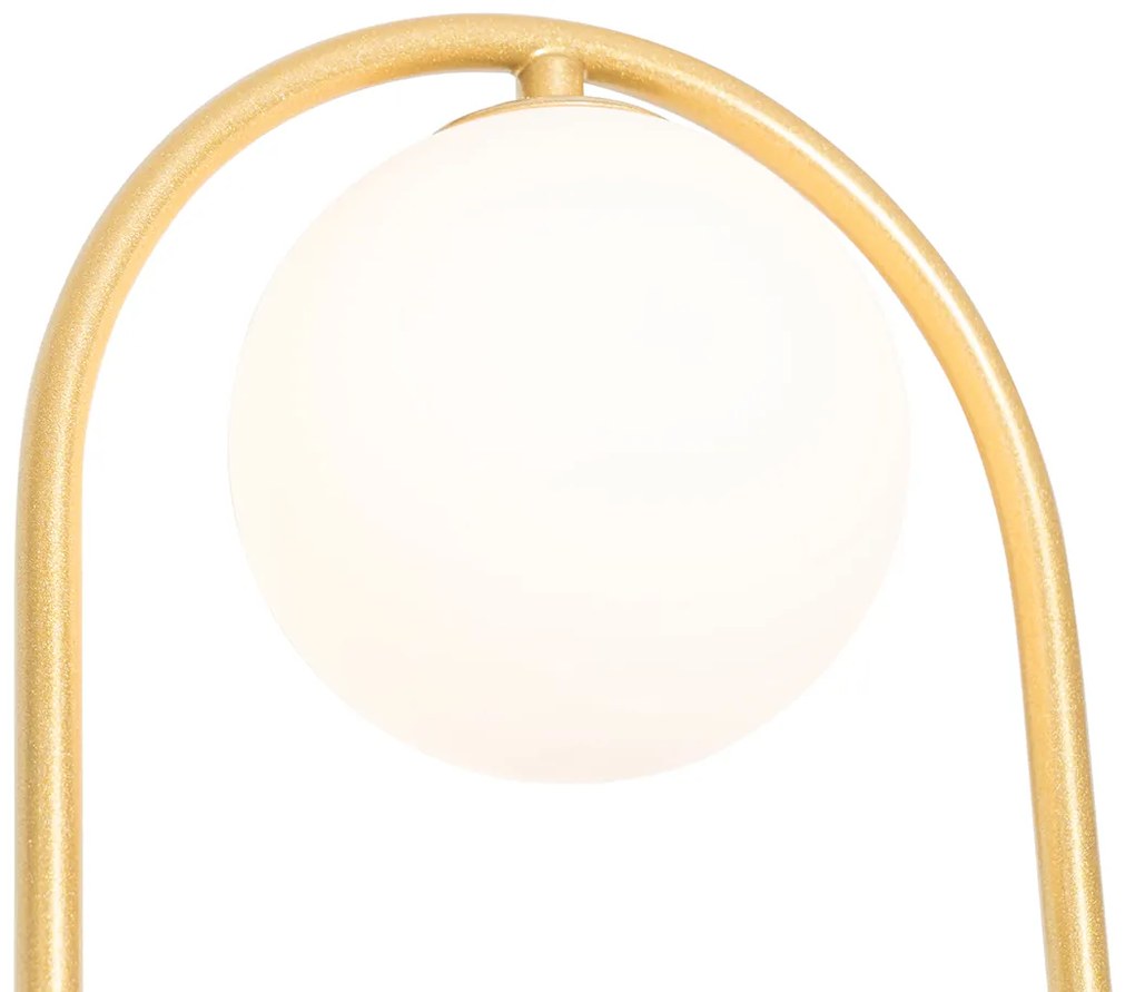Арт Деко стенна лампа златиста с бяло стъкло - Isabella