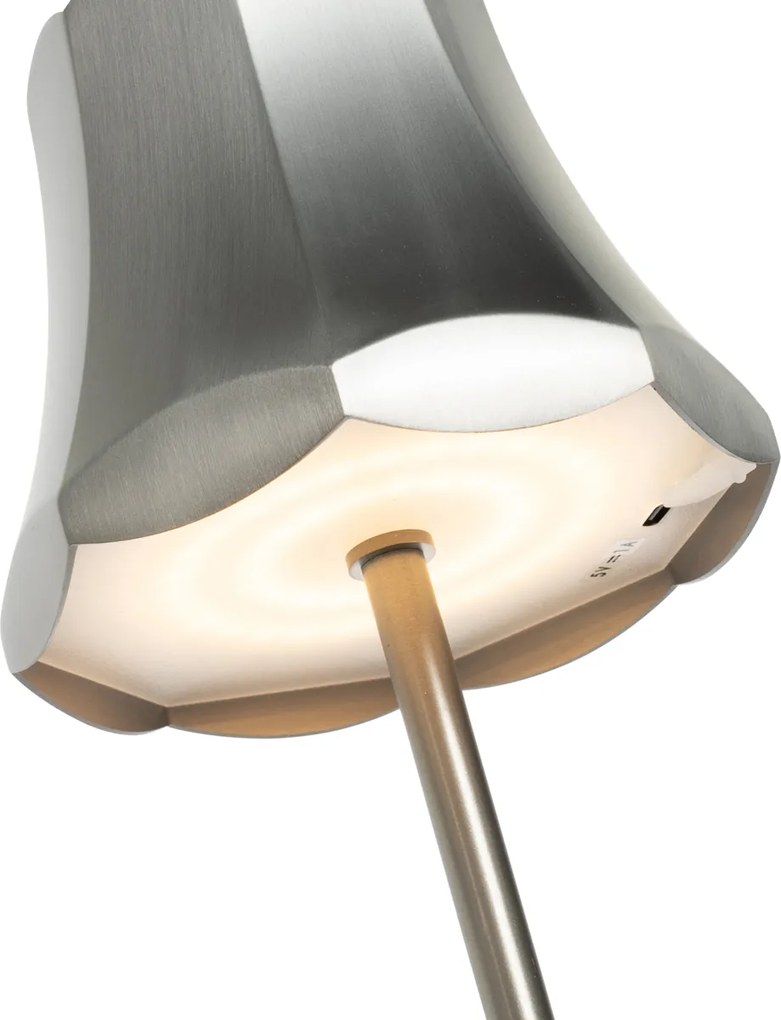 Ретро настолна лампа Gunmetal акумулаторна IP44 - Granny