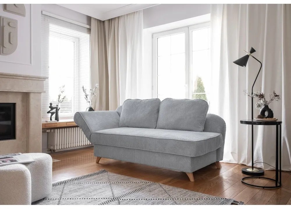 Светлосив шезлонг от рипсено кадифе (ляв ъгъл) Chic Charlotte – Miuform