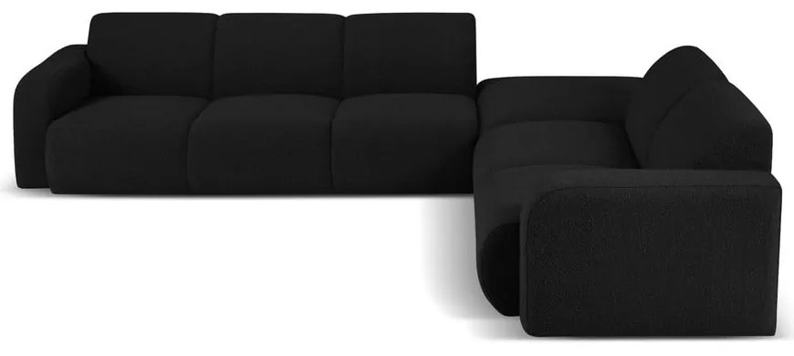 Черен ъглов диван от плат букле (десен ъгъл) Molino - Micadoni Home