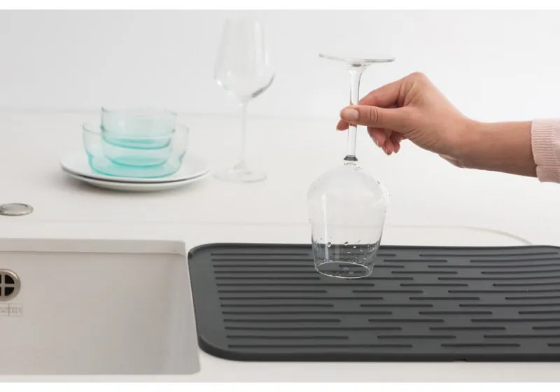 Силиконова подложка за сушене на съдове Brabantia SinkSide 1000206, 43.5x32.5 см, Сгъваема, Тъмносив