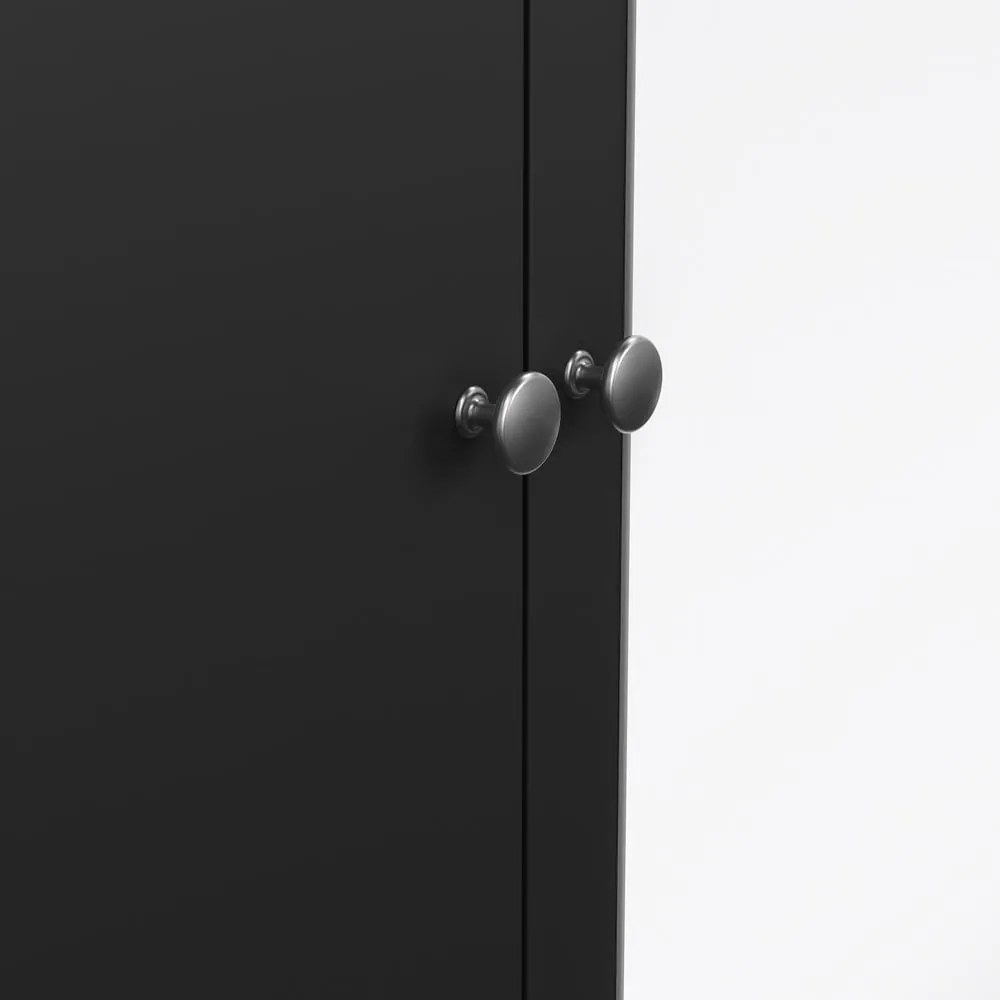 Черен гардероб с огледало 150x199x58 cm Madrid – Tvilum