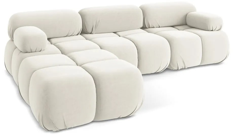 Бял кадифен модулен ъглов диван Lokua – Makamii