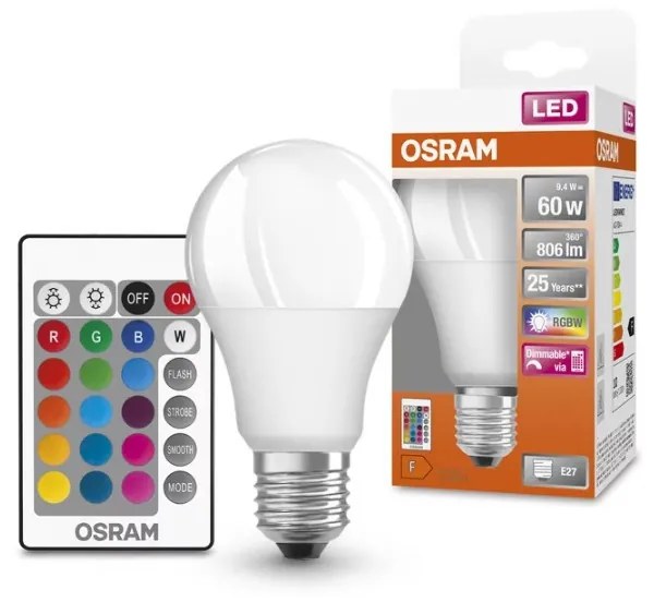 LEDVANCE SMART ЛАМПА КУТИЯ CLA60 RGB REM 9W/827 230V FR E27  - 4058075430754