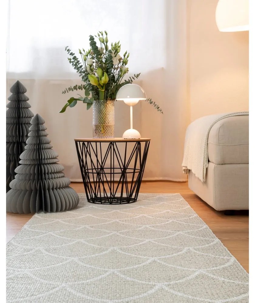 Кремав килим за открито и закрито 70x50 cm Kotte Linen – Pappelina