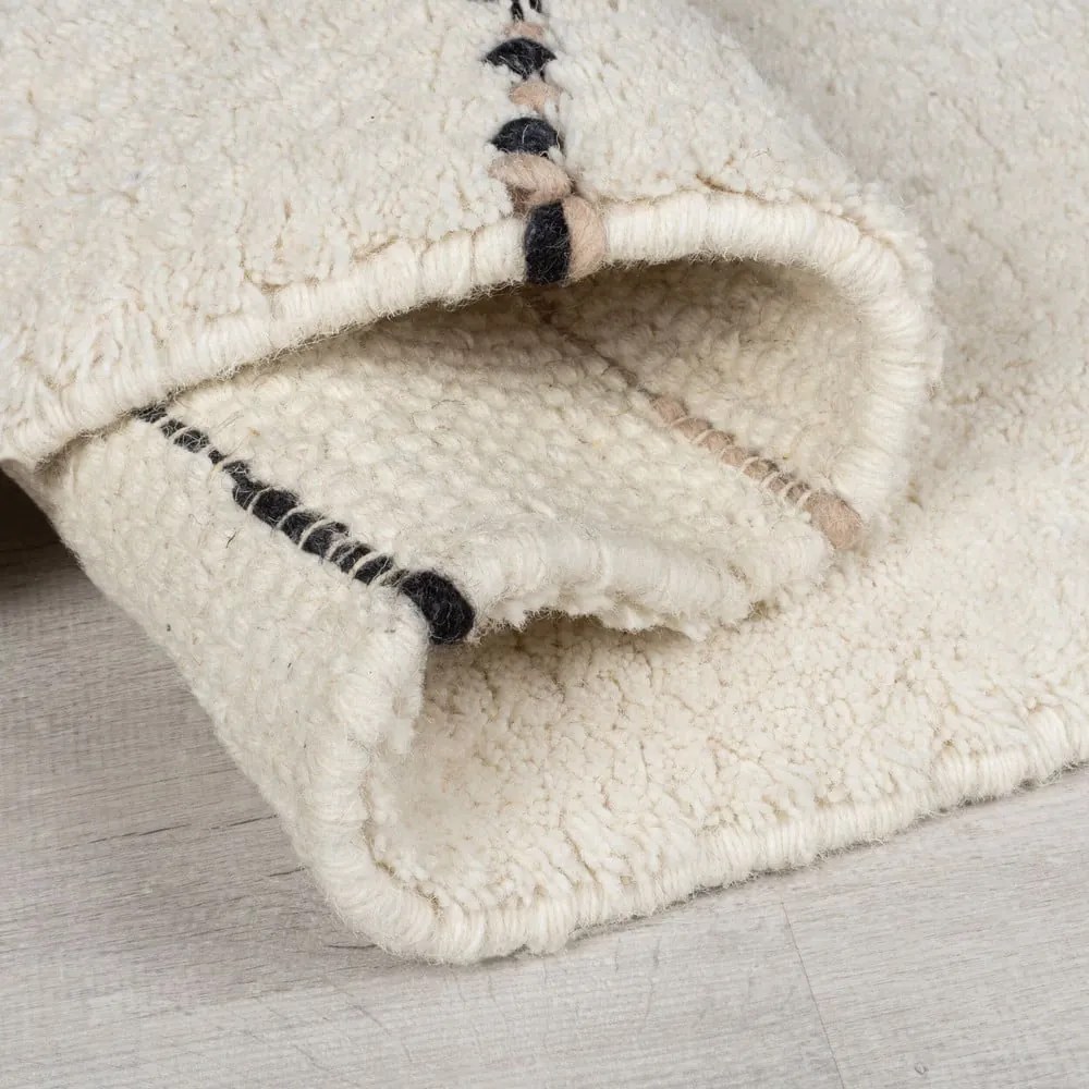 Кремав ръчно изработен вълнен килим 160x230 cm Dottie Linear – Flair Rugs
