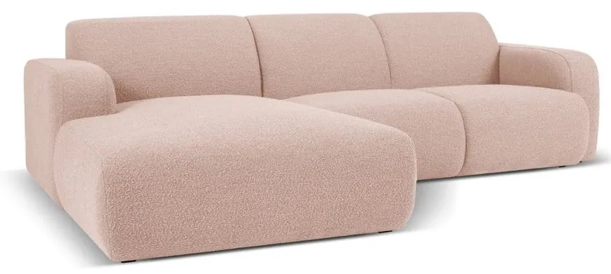 Розов ъглов диван от плат букле (ляв ъгъл) Molino - Micadoni Home
