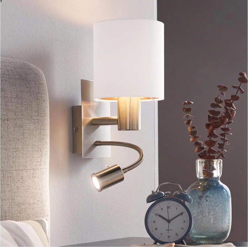 Eglo 96484 - LED гъвкаво осветително тяло PASTERI 1xE27/40W+LED/3,8W бяло