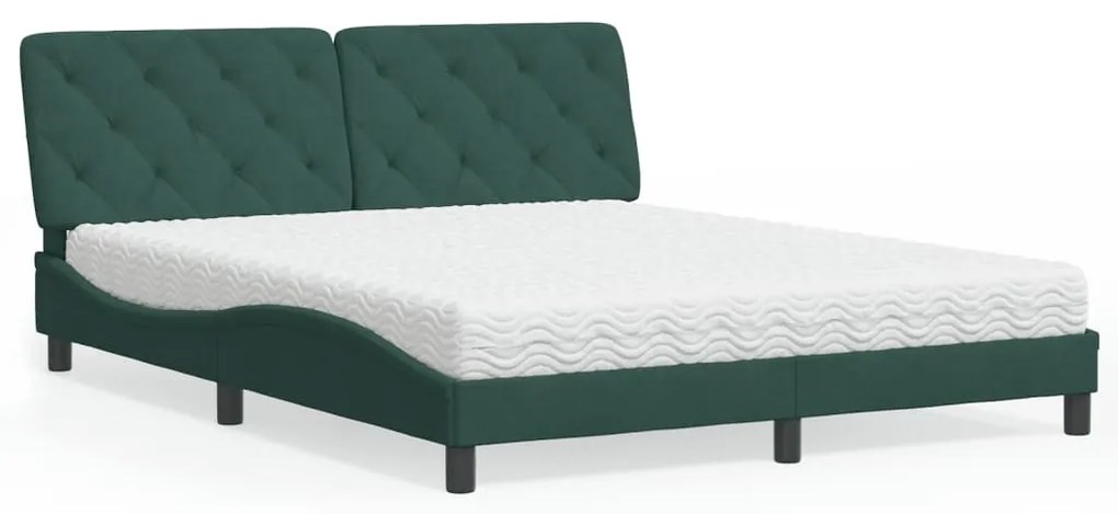3208667 vidaXL Легло с матрак, тъмнозелено, 160x200 см, кадифе