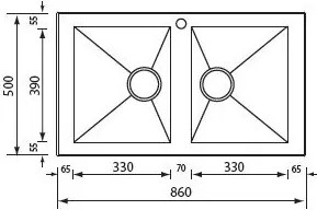 мивка Sanitec Punto Quadra 2VR