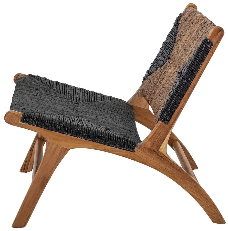 Черно-кафяв фотьойл с плетка Grant - Bloomingville