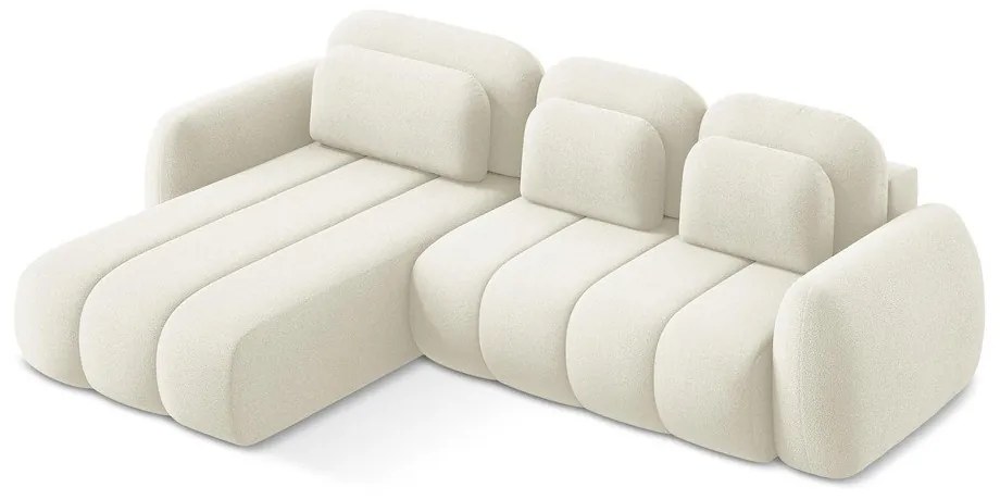 Бежов разтегателен ъглов диван с място за съхранение от букле (ляв ъгъл) Pele – Makamii