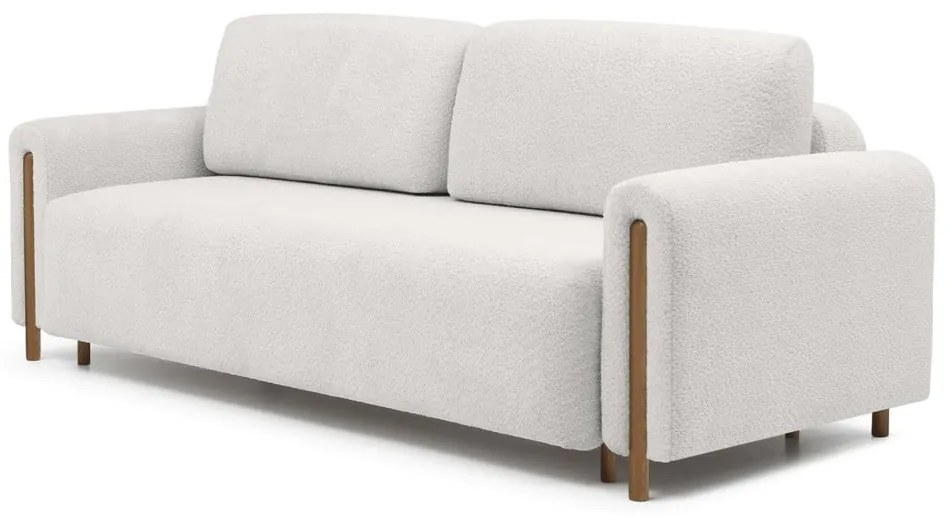 Кремав сгъваем/с място за съхранение диван от прежда с примки от букле 244 cm Arcadova – ELTAP