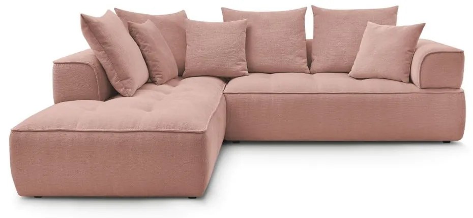 Розов шенилов ъглов диван (ляв ъгъл/L форма) Whesley – Bobochic Paris