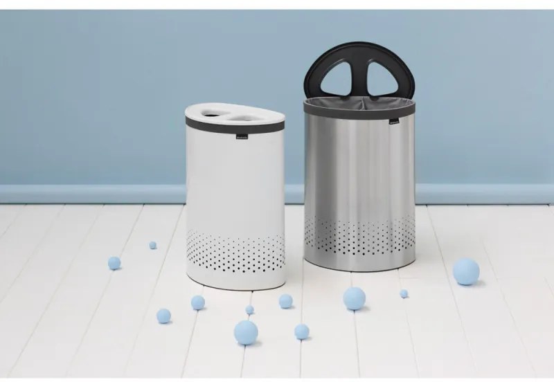 Кош за пране Brabantia Selector 1003787, 55 л, 2 отделения, Вентилационни отвори, Пълнене без отваряне, Бял