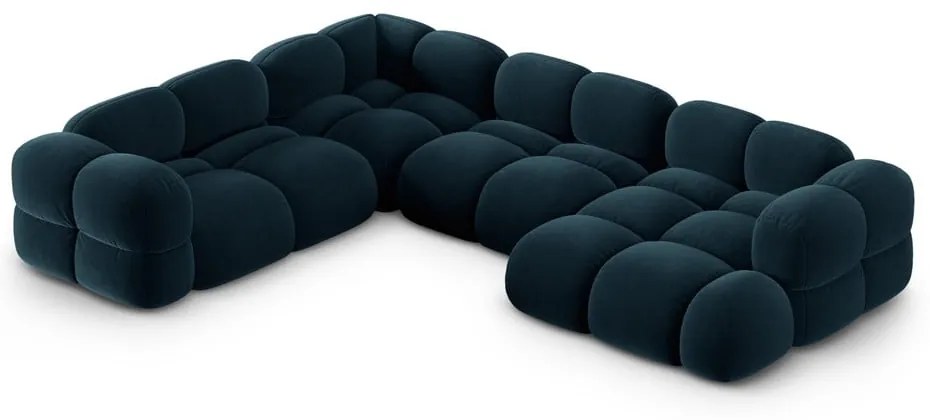 Тъмносин кадифен ъглов диван (ляв ъгъл/U форма) Loretto – Cosmopolitan Design